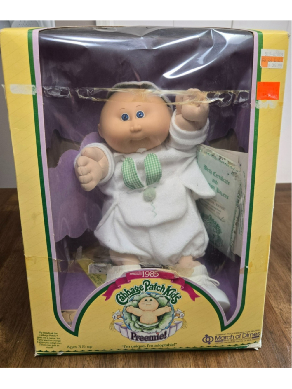 Vintage 1985 Cabbage Patch Kids Preemie Doll March of Dimes Bunny Outfit NRFB